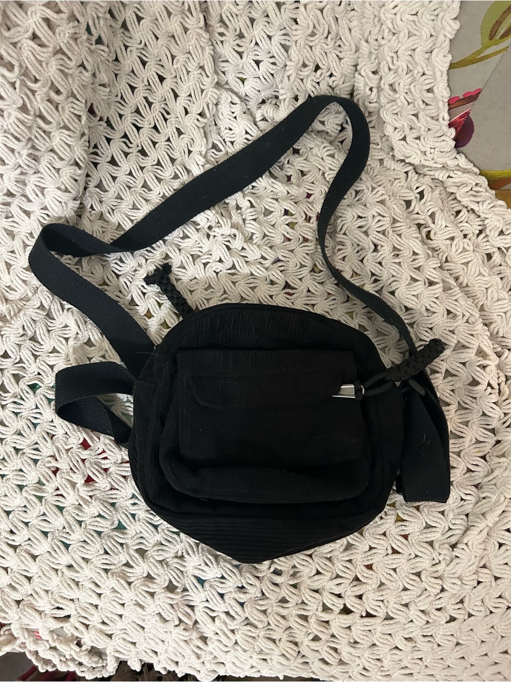 Black corduroy bag